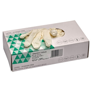 Draper Latex Gloves, Size Large, White (Box of 100) 79298 Draper - Town Tools 