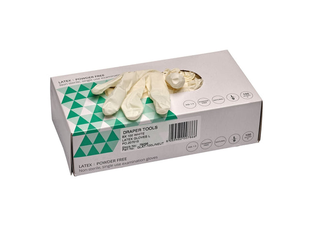 Draper Latex Gloves, Size Large, White (Box of 100) 79298 Draper - Town Tools 