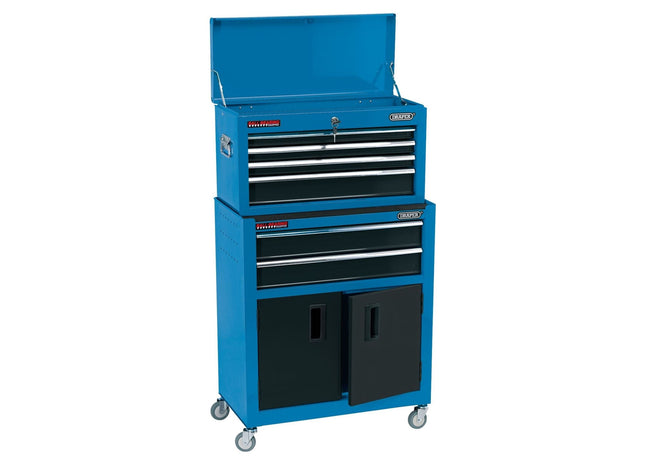 Draper Combined Roller Cabinet and Tool Chest, 6 Drawer, 24", Blue 19563 Draper - Town Tools 