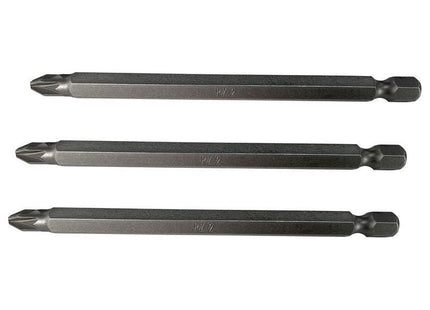 Faithfull Pozidriv S2 Power Screwdriver Bits PZ2 x 100mm (Pack 3) Faithfull - RockBottom Northampton