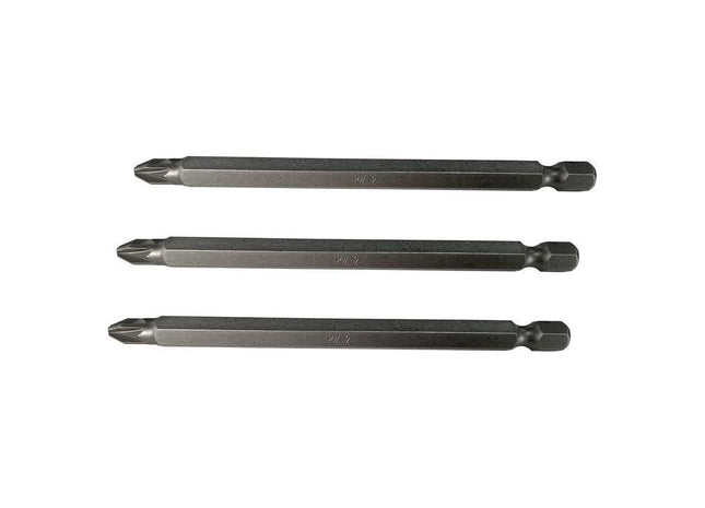 Faithfull Pozidriv S2 Power Screwdriver Bits PZ2 x 100mm (Pack 3) Faithfull - RockBottom Northampton