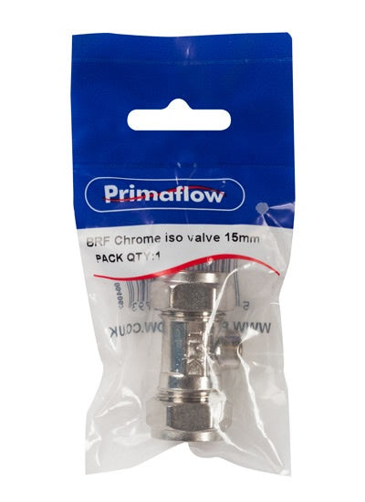BRF brass/chrome isolation valve 15mm (Pk1)