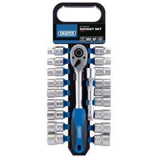 Draper Combined MM/AF Socket and Ratchet Set, 1/2" Sq. Dr. (20 Piece) 16376 Draper - Town Tools 
