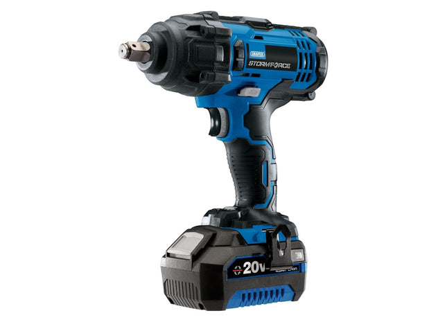 Draper Storm Force 20V Mid-Torque Impact Wrench, 1/2" Sq. Dr., 400Nm, 1 x 4.0Ah Draper - Town Tools 