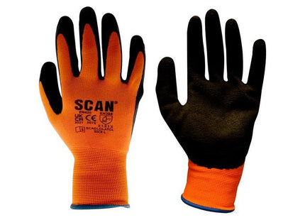 Scan Hi-Vis Orange Foam Latex Coated Gloves - XXL (Size 11) Scan - RockBottom Nothampton