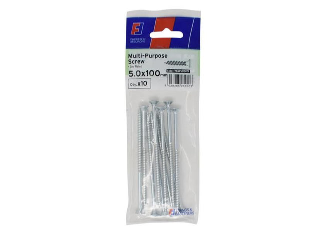ForgeFix Multi-Purpose Pozi Screw CSK ST ZP 5.0 x 100mm ForgePack 10 ForgeFix - RockBottom Northampton