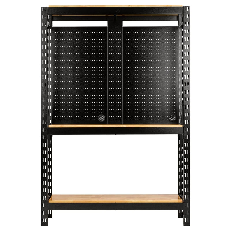 Bunker 17 Piece Modular 3 Tier Racking with Hardwood Shelving and Pegboards, 1500mm Draper - Town Tools