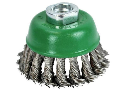 Faithfull Wire Cup Brush Twist Knot 65mm M14x2, 0.50mm Stainless Steel Wire Faithfull - RockBottom Northampton