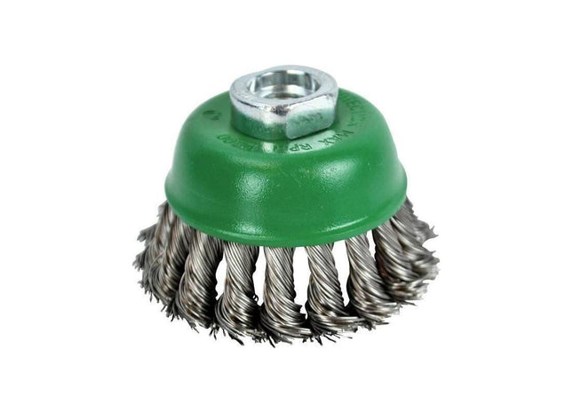 Faithfull Wire Cup Brush Twist Knot 65mm M14x2, 0.50mm Stainless Steel Wire Faithfull - RockBottom Northampton