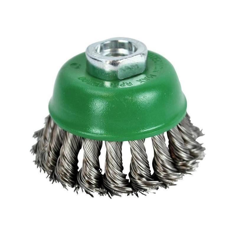 Faithfull Wire Cup Brush Twist Knot 65mm M14x2, 0.50mm Stainless Steel Wire Faithfull - RockBottom Northampton