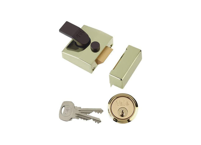 Yale Locks 85 Deadlocking Nightlatch 40mm Backset Brasslux Finish Box Yale Locks - RockBottom Northampton
