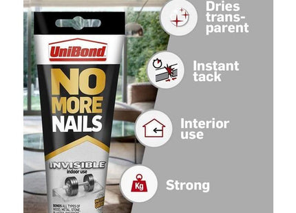 Unibond No More Nails Invisible Grab Adhesive Tube 184g UniBond - RockBottom Northampton