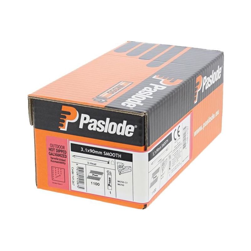 Paslode 3.1 x 90mm 350+ Smooth Nails HD Galvanised Finish Box of 1100 + 1 Fuel Cell Paslode - RockBottom Nothampton