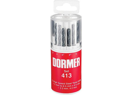 Dormer A191 No.413 Metric HSS Drill Set of 13 1.5-6.5 x 0.5mm Dormer - RockBottom Northampton