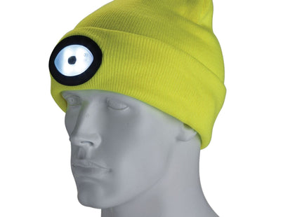 Draper Beanie Hat with Rechargeable Torch, One Size, 1W, 100 Lumens, High-vis Ye Draper - Town Tools 