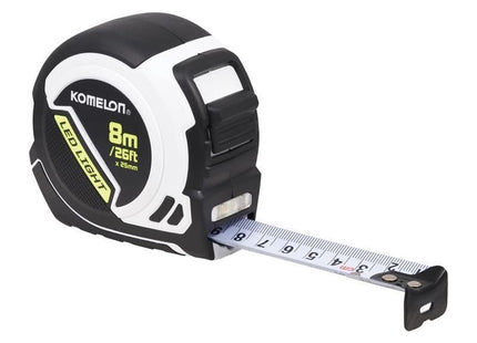 Komelon LED LIGHT Tape Measure 8m/26ft (Width 25mm) Komelon - RockBottom Northampton