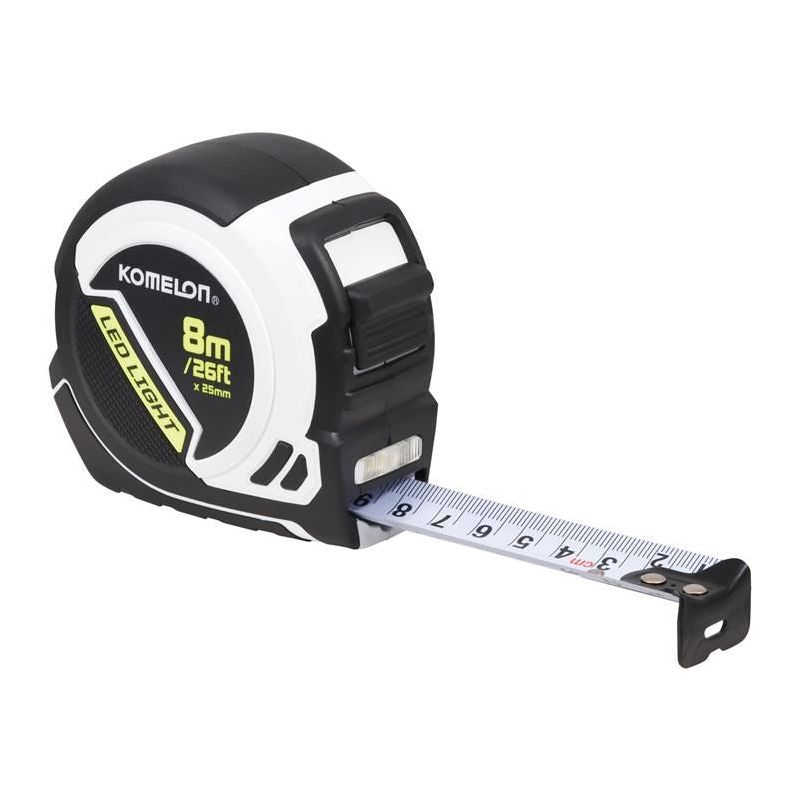 Komelon LED LIGHT Tape Measure 8m/26ft (Width 25mm) Komelon - RockBottom Northampton