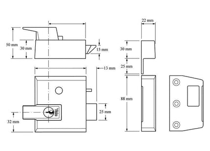 Yale Locks P1 Double Security Nightlatch 60mm Backset DMG Dark Grey Finish Visi Yale Locks - RockBottom Northampton