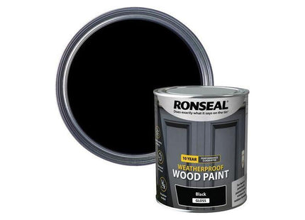 Ronseal 10 Year Weatherproof Wood Paint Black Gloss 750ml Ronseal - RockBottom Nothampton