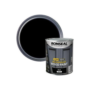 Ronseal 10 Year Weatherproof Wood Paint Black Gloss 750ml Ronseal - RockBottom Nothampton