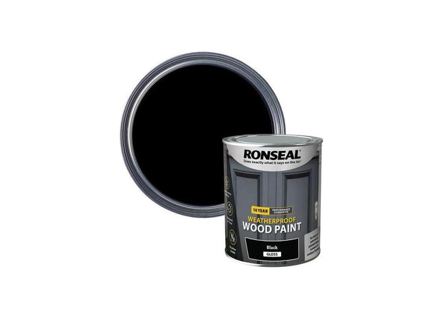 Ronseal 10 Year Weatherproof Wood Paint Black Gloss 750ml Ronseal - RockBottom Nothampton