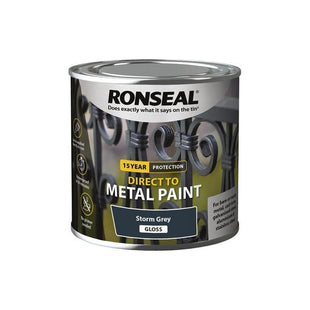 Ronseal Direct to Metal Paint Storm Grey Gloss 250ml Ronseal - RockBottom Nothampton