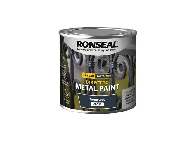Ronseal Direct to Metal Paint Storm Grey Gloss 250ml Ronseal - RockBottom Nothampton
