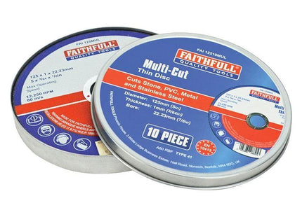 Faithfull Multi-Purpose Cutting Disc 125 x 1.0 x 22.23mm (Pack 10) Faithfull - RockBottom Northampton