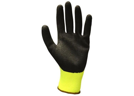Scan Hi-Vis Yellow Foam Latex Coated Gloves - M (Size 8) Scan - RockBottom Nothampton
