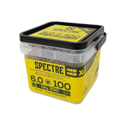Forgefix Spectre™ PZ Compatible Wood Screw CSK ZYP 6.0 x 100mm Tub 200 ForgeFix - RockBottom Northampton