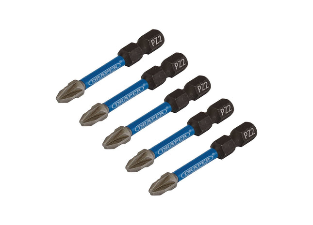 Draper Expert PZ-Type Impact Screwdriver Bits, No.2 x 50mm, 1/4" Hex (Pack of 5) Draper - Town Tools 
