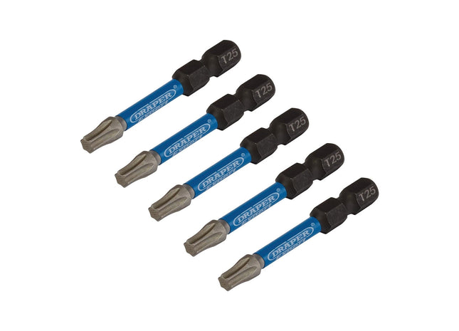 Draper Expert TX-STAR Impact Screwdriver Bits, T25 x 50mm, 1/4" Hex (Pack of 5) Draper - Town Tools 