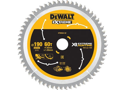 Dewalt Power Tools XR FlexVolt Circular Saw Blade 190 x 30mm x 60T DeWALT Power Tools - RockBottom Northampton
