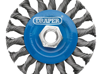 Draper Steel Twist-Knot Flat Wire Wheel Brush, 100mm, M14 Draper - Town Tools