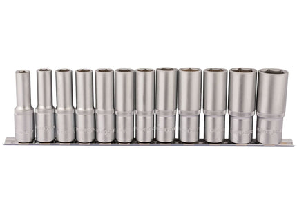 Draper Deep Socket Set on Metal Rail, 1/2" Sq. Dr. (12 Piece) 16403 Draper - Town Tools 