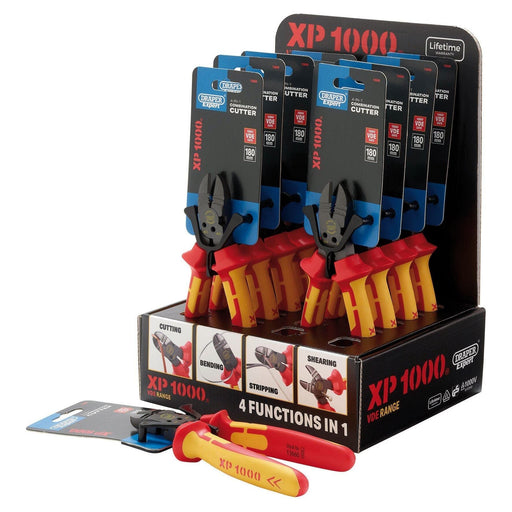 XP1000 Counter Top Display of VDE 180mm 4-in-1 Combination Cutters (10 Piece) Draper - Town Tools
