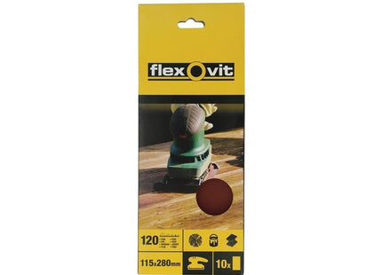 Flexovit 1/2 Sanding Sheets Orbital Plain Fine 120 Grit (Pack 10) Flexovit - RockBottom Northampton