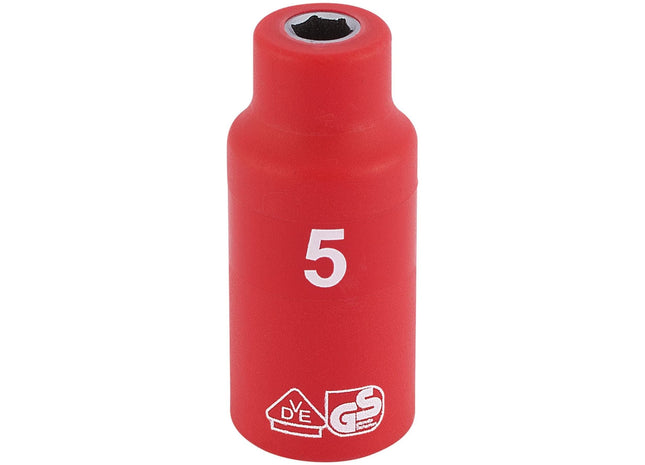 Draper Fully Insulated VDE Socket, 1/4" Sq. Dr., 5mm 31164 Draper - Town Tools 