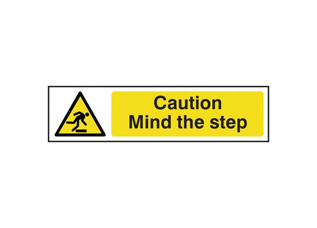 Scan Caution Mind The Step - PVC Sign 200 x 50mm Scan - RockBottom Nothampton