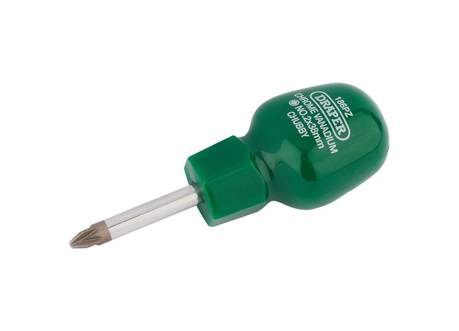 Draper PZ Type Cabinet Pattern Chubby Screwdriver, No.2 x 38mm (Sold Loose) Draper - Town Tools 