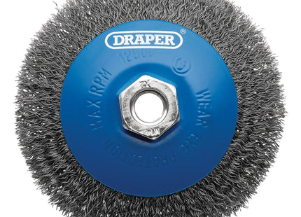 Draper Steel Bevelled Crimped Wire Wheel Brush, 115mm, M14 Draper - Town Tools