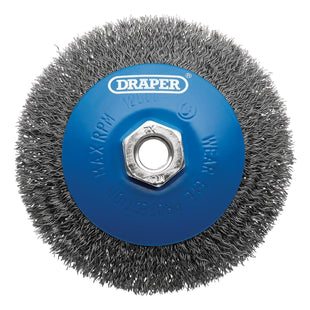 Draper Steel Bevelled Crimped Wire Wheel Brush, 115mm, M14 Draper - Town Tools