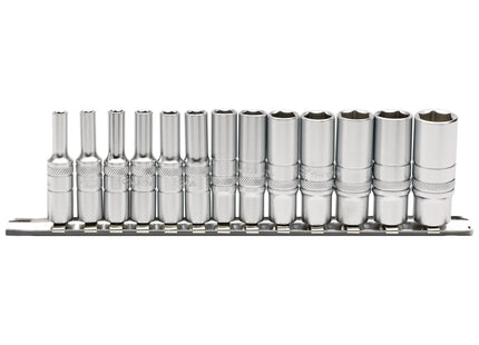 Draper Deep Metric Socket Set on a Metal Rail, 1/4" Sq. Dr. (13 Piece) 16490 Draper - Town Tools 