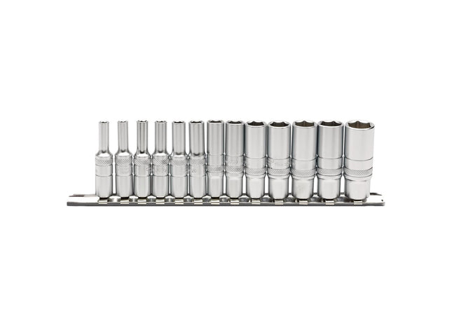 Draper Deep Metric Socket Set on a Metal Rail, 1/4" Sq. Dr. (13 Piece) 16490 Draper - Town Tools 