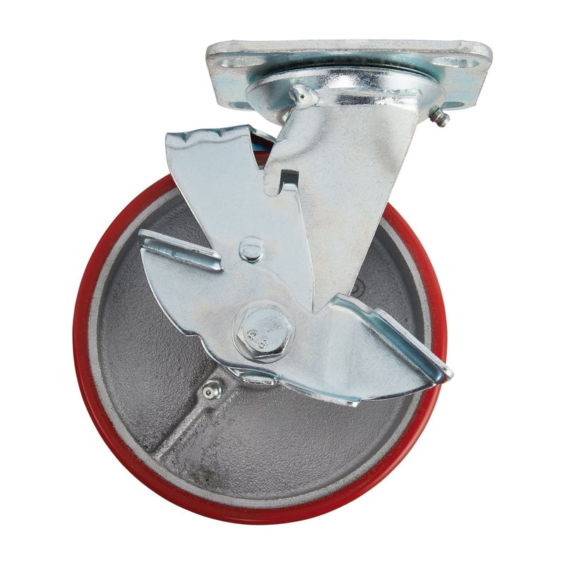 Swivel Plate Fixing Heavy Duty Polyurethane Wheel with Brake, 160mm Diameter, S.W.L. 400kg Draper - Town Tools