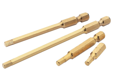 Draper 1.5mm 1/4" Hex Hexagonal Titanium Nitride Coated Insert Bit 50mm Long x 2 Draper - Town Tools 