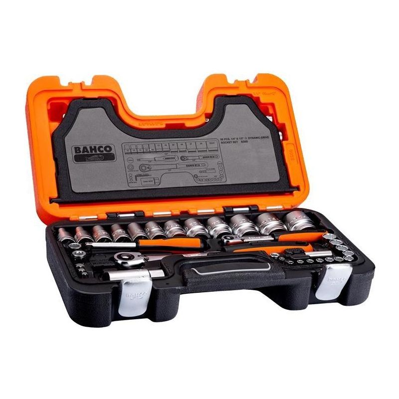 Bahco S560 1/4 & 1/2in Drive Socket Set, 56 Piece Bahco - RockBottom Northampton