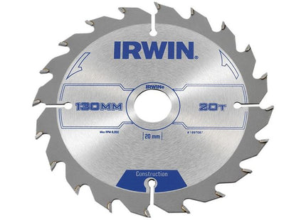 Irwin® Construction Circular Saw Blade 130 x 20mm x 20T ATB IRWIN® - RockBottom Northampton
