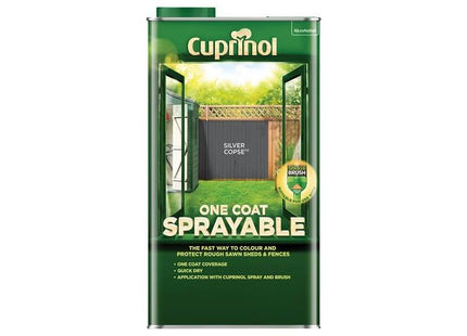 Cuprinol One Coat Sprayable Fence Treatment Silver Copse 5 litre Cuprinol - RockBottom Northampton