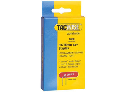 Tacwise 91 Narrow Crown Staples 40mm - Electric Tackers (Pack 1000) Tacwise - RockBottom Northampton